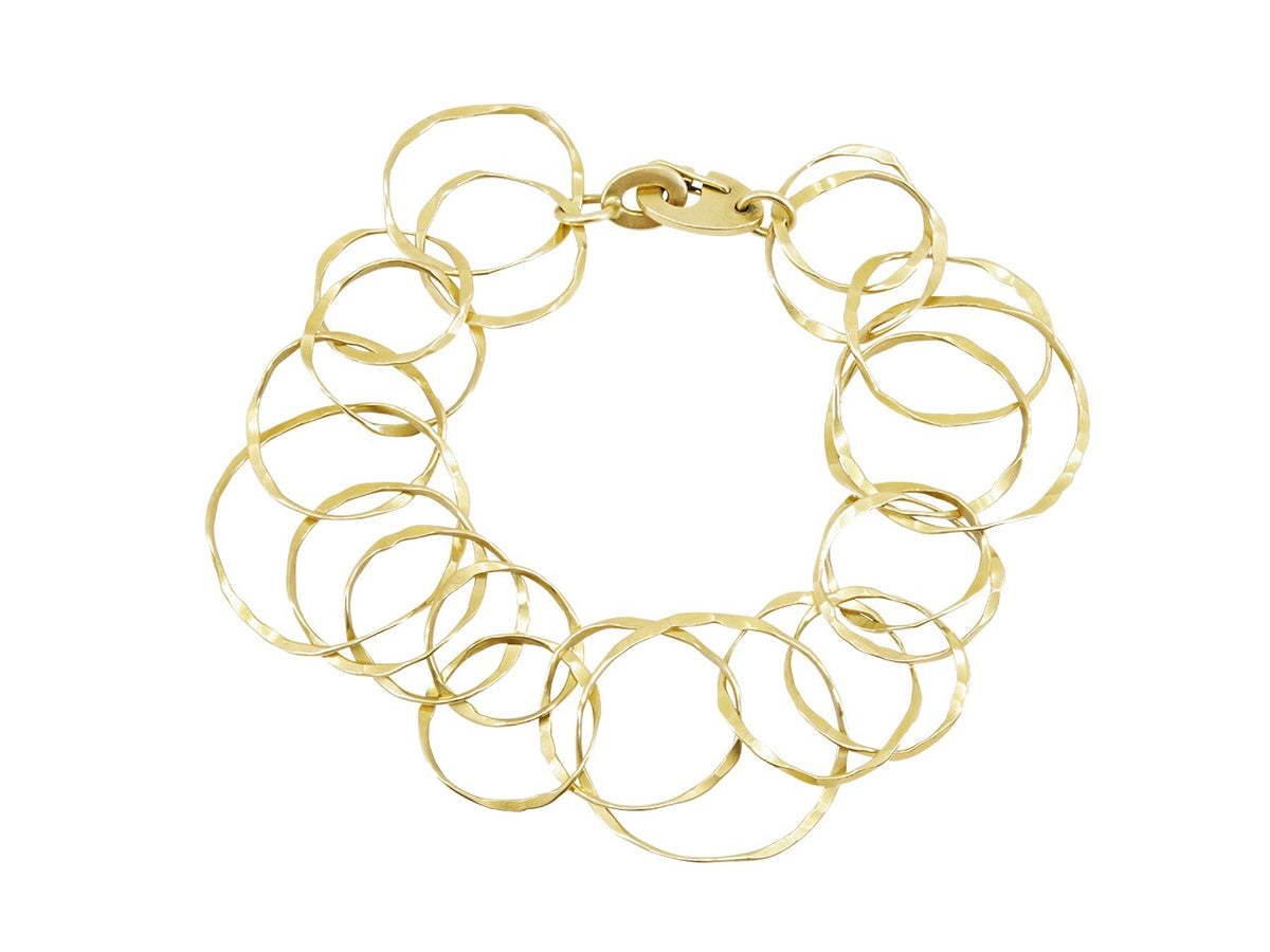Hand hammered 18K gold link bracelet