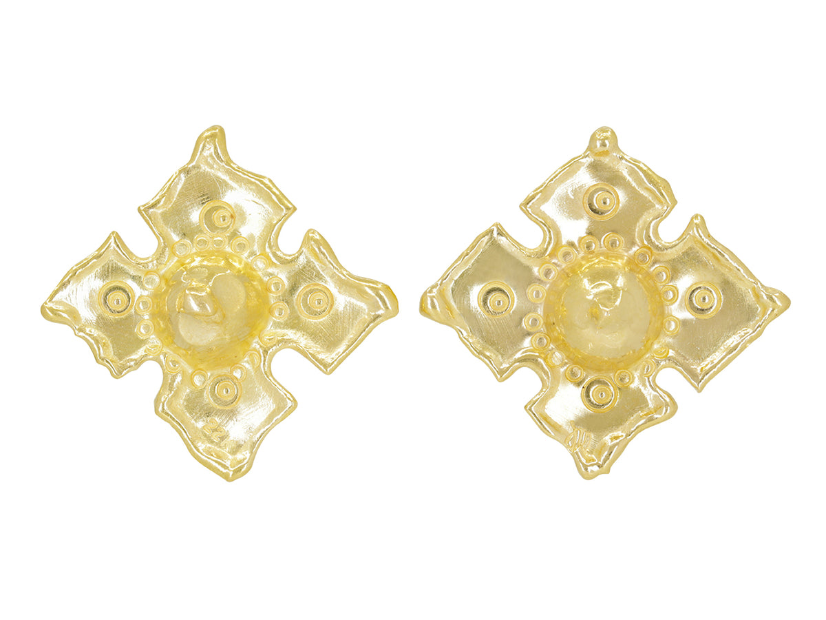 Pair of diamond shaped 22K yellow gold ear clips