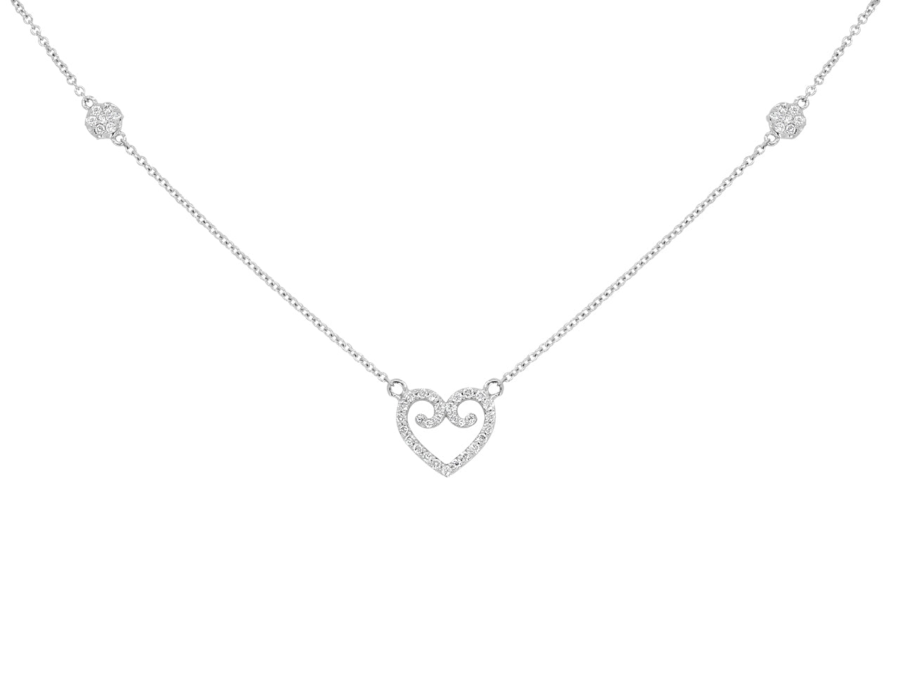 Rhonda Faber Green Diamond Heart Pendant in 18K White Gold