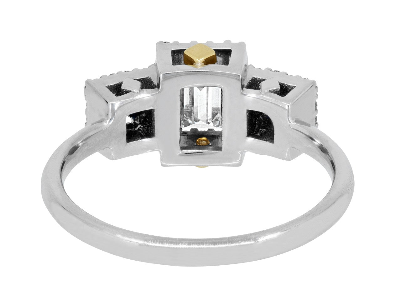 Step-cut Diamond and Sapphire Ring in 18K, designed by Rhonda Faber Green