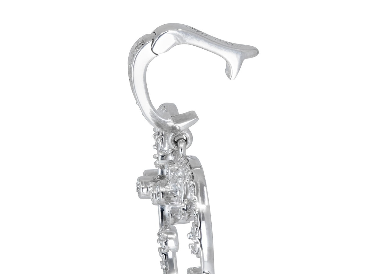 Side view of a diamond set white gold pendant bail