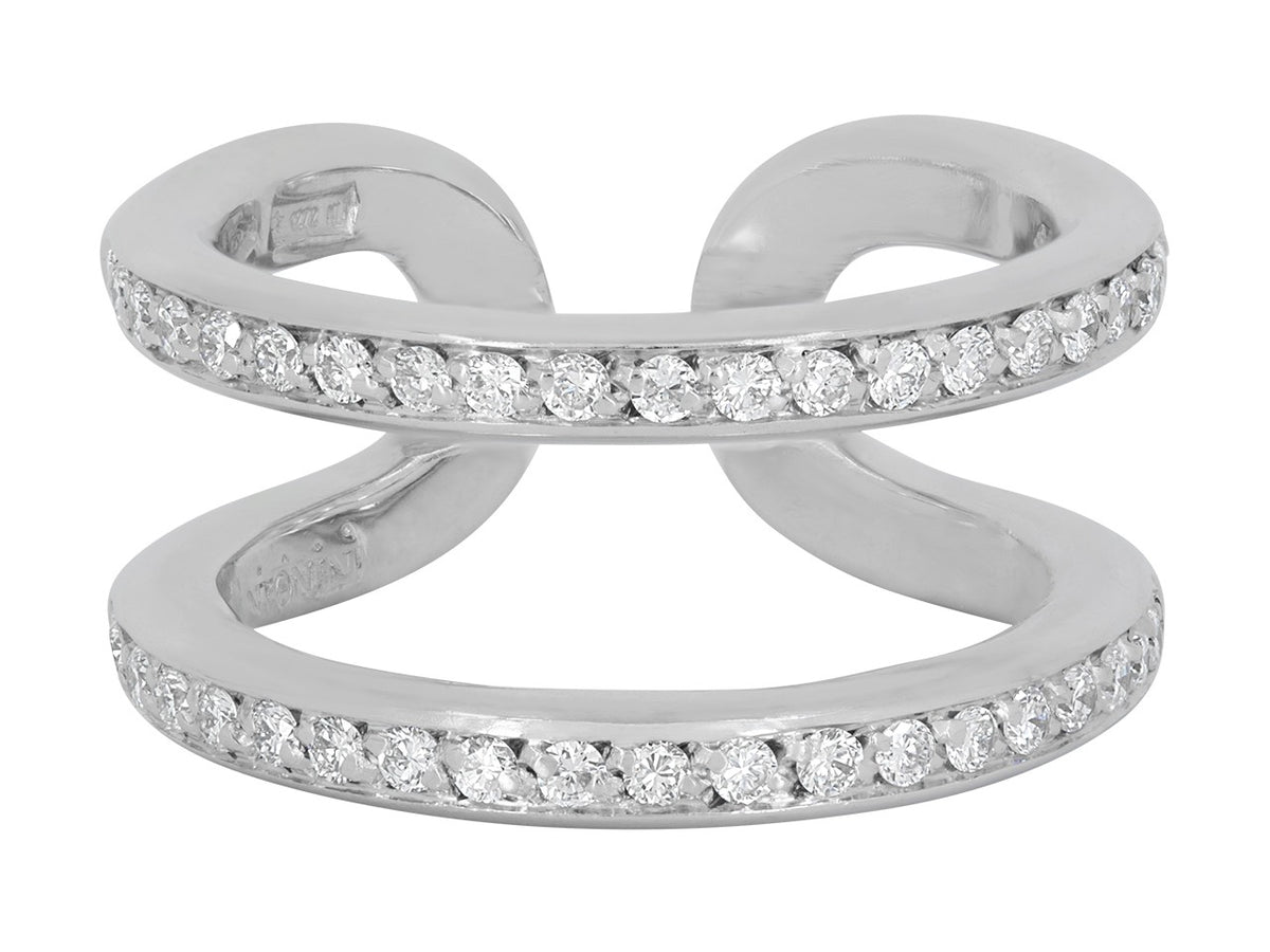 Double diamond band ring in 18K white gold