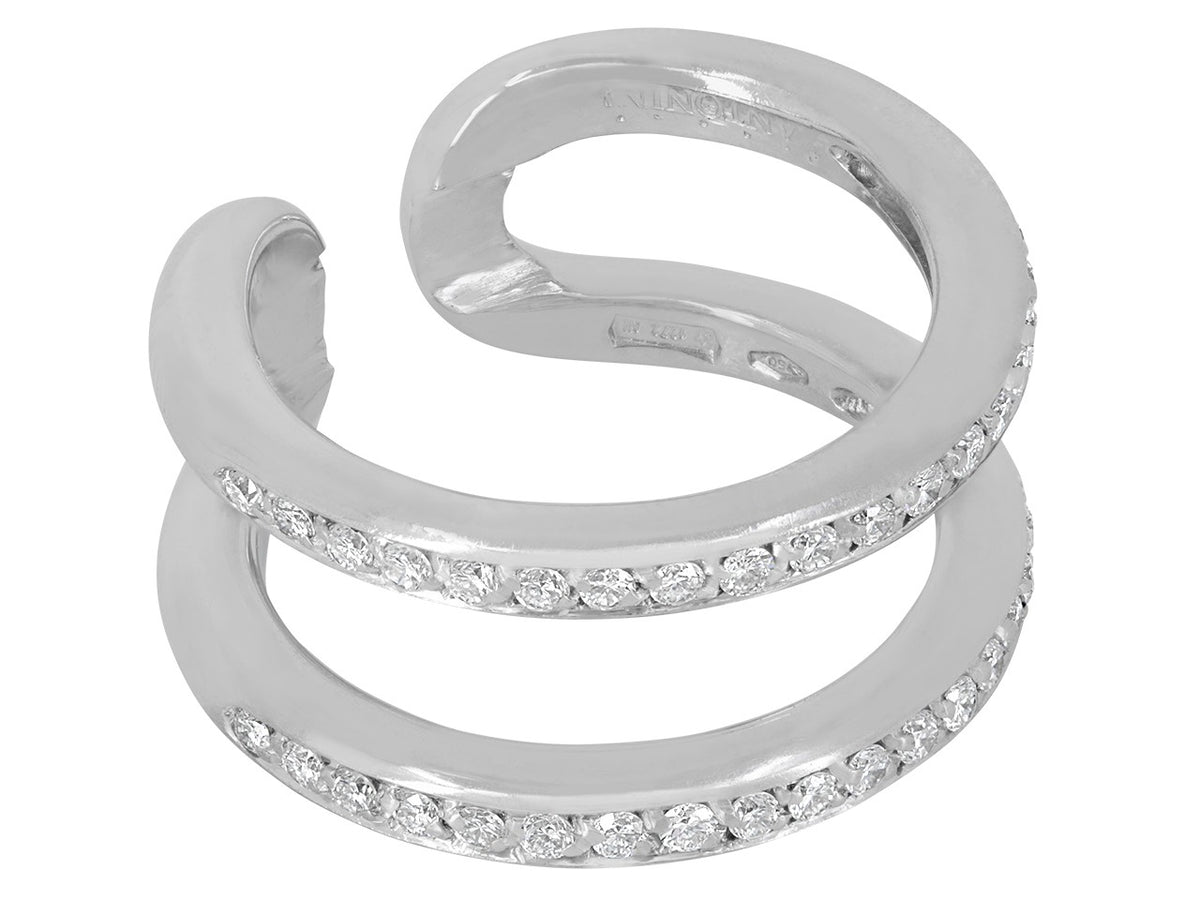 Double diamond band ring in 18K white gold