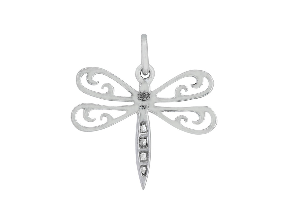 White gold dragonfly pendant with diamond set body
