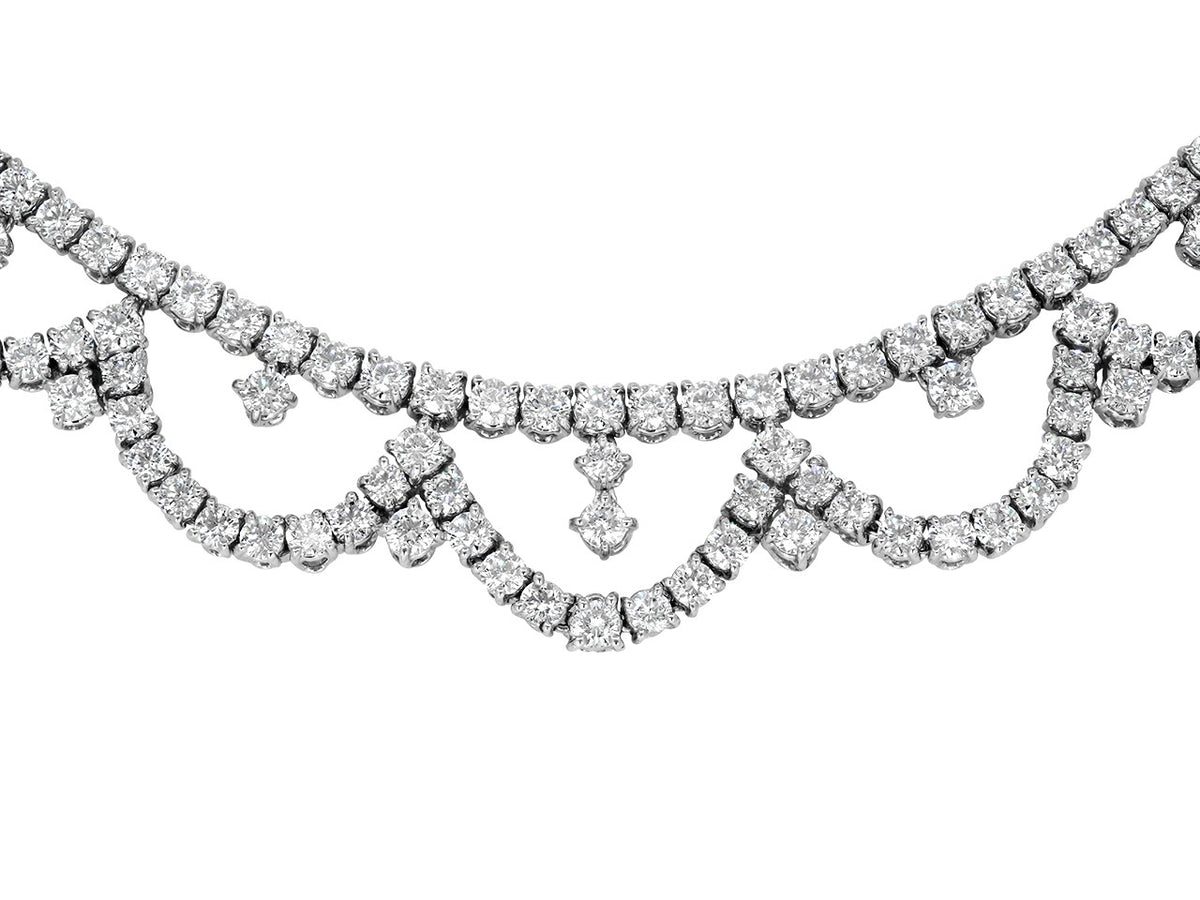 Diamond garland necklace in 18K white gold