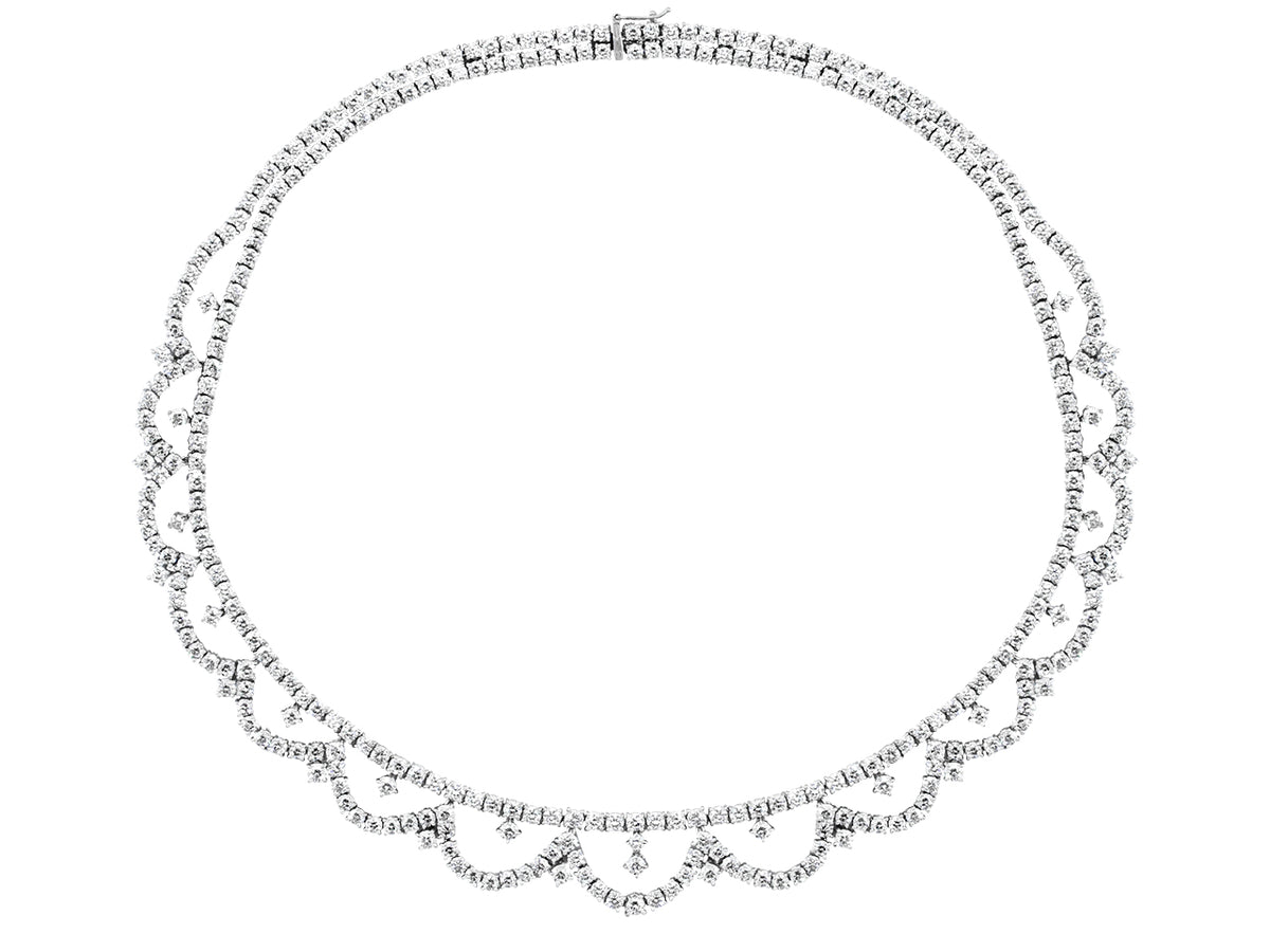 Diamond garland necklace in 18K white gold