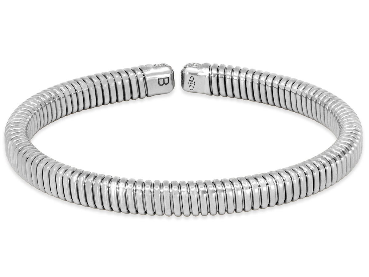 18K white gold tubogas bracelet with diamond terminals