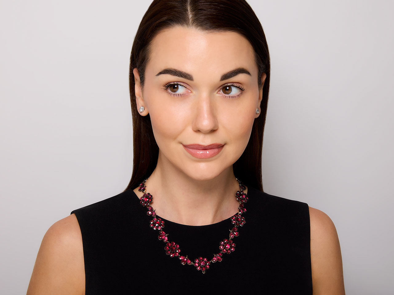 Antique Georgian Foiled Garnet Necklace with Detachable Cross in 14K Gold