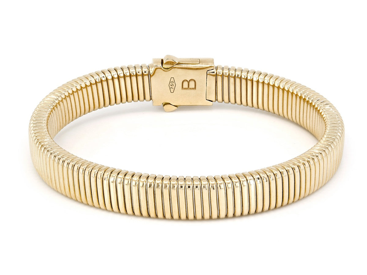 Flexible 18K gold tubogas bracelet with buckle clasp
