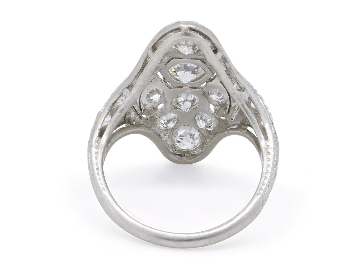 Platinum filigree ring with multiple old cut diamonds