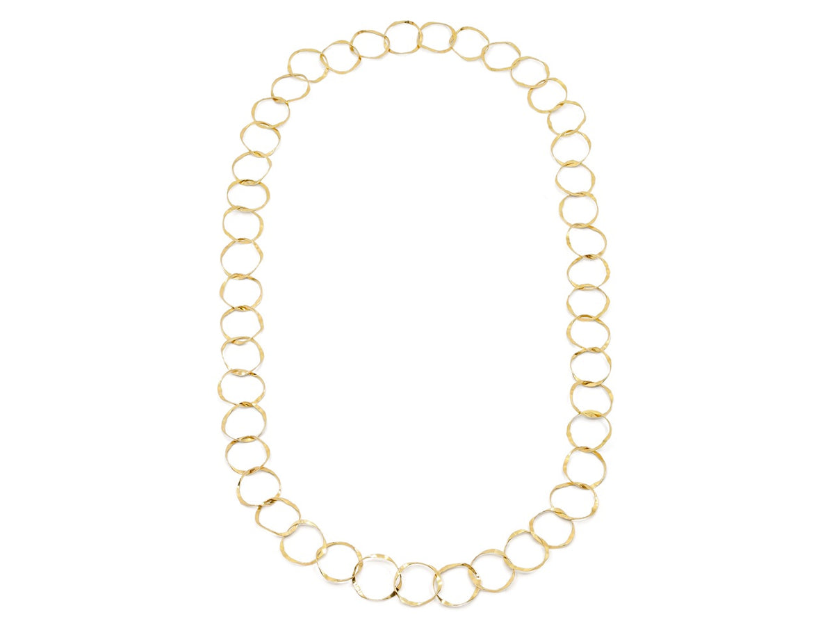 Hand hammered 18k yellow gold link necklace