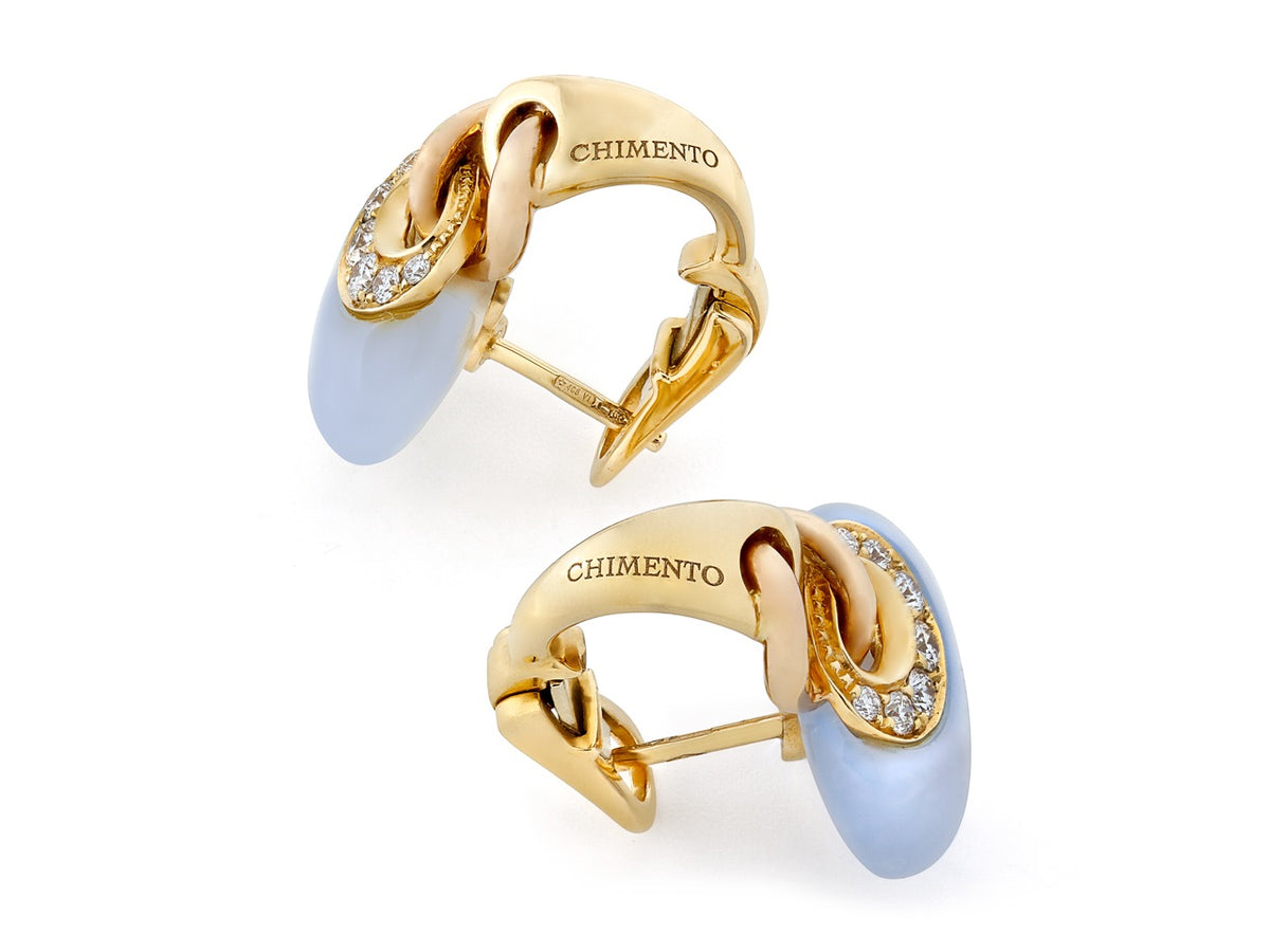 Chimento mismatched blue chalcedony earrings in 18K yellow gold