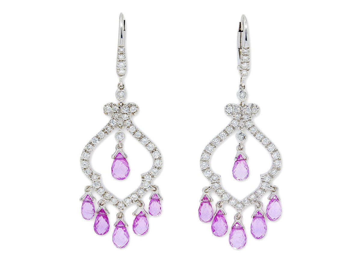 Pink sapphire and diamond chandelier earrings
