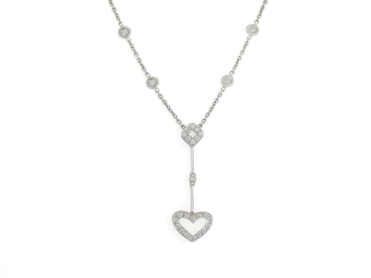 Platinum necklace with diamond heart pendant