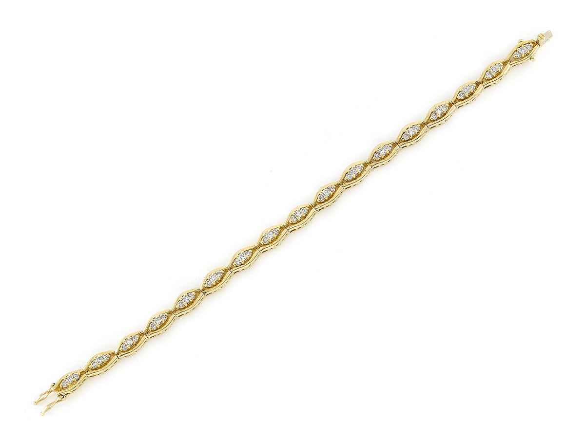 18K gold diamond bracelet with navette links