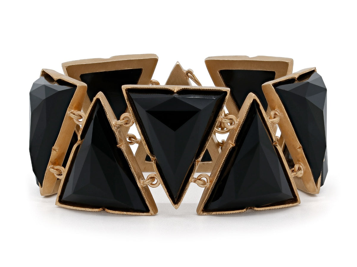Rose cut onyx bracelet with triangular rose gold links