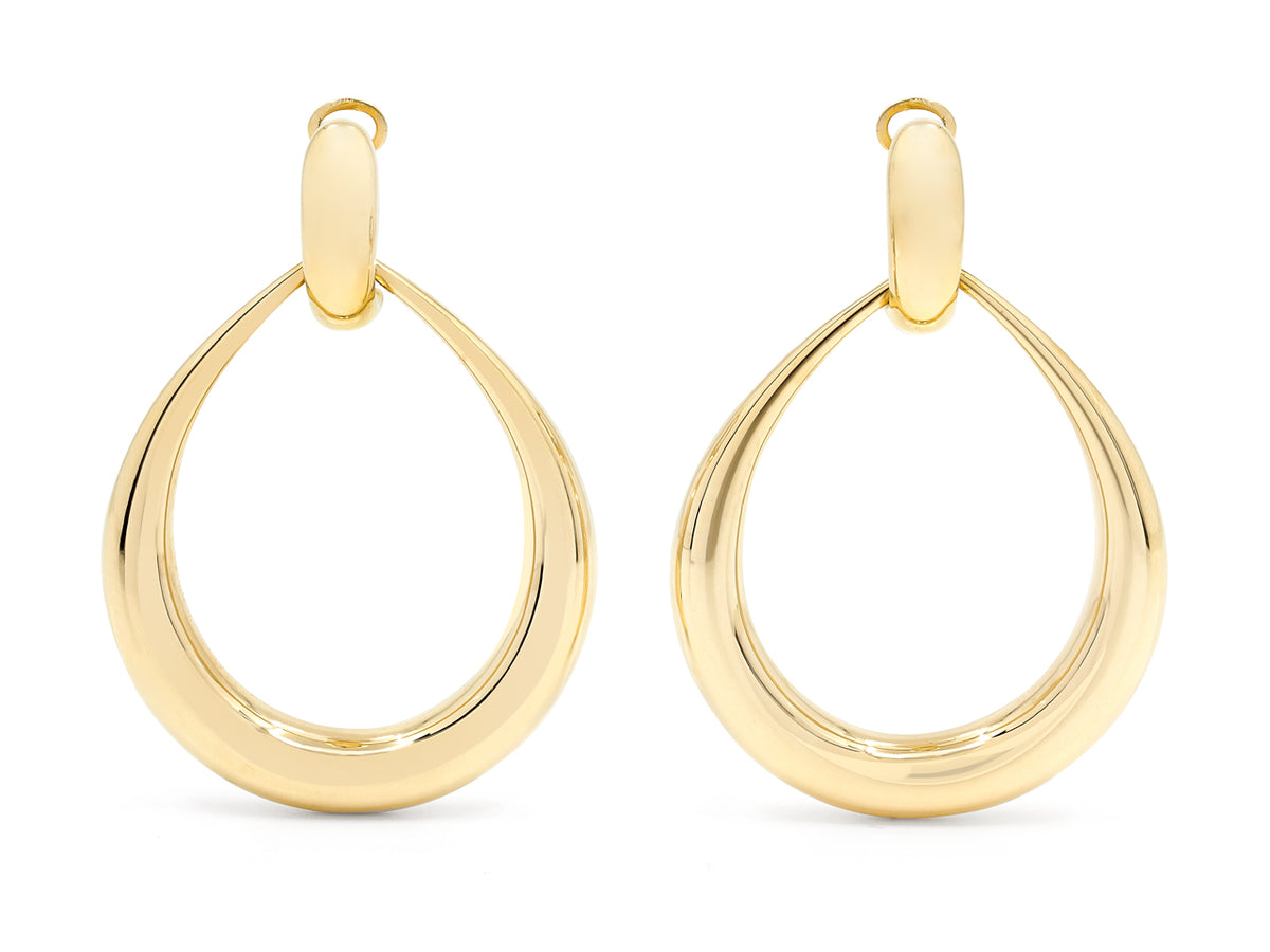 18K yellow gold door knocker earrings pair