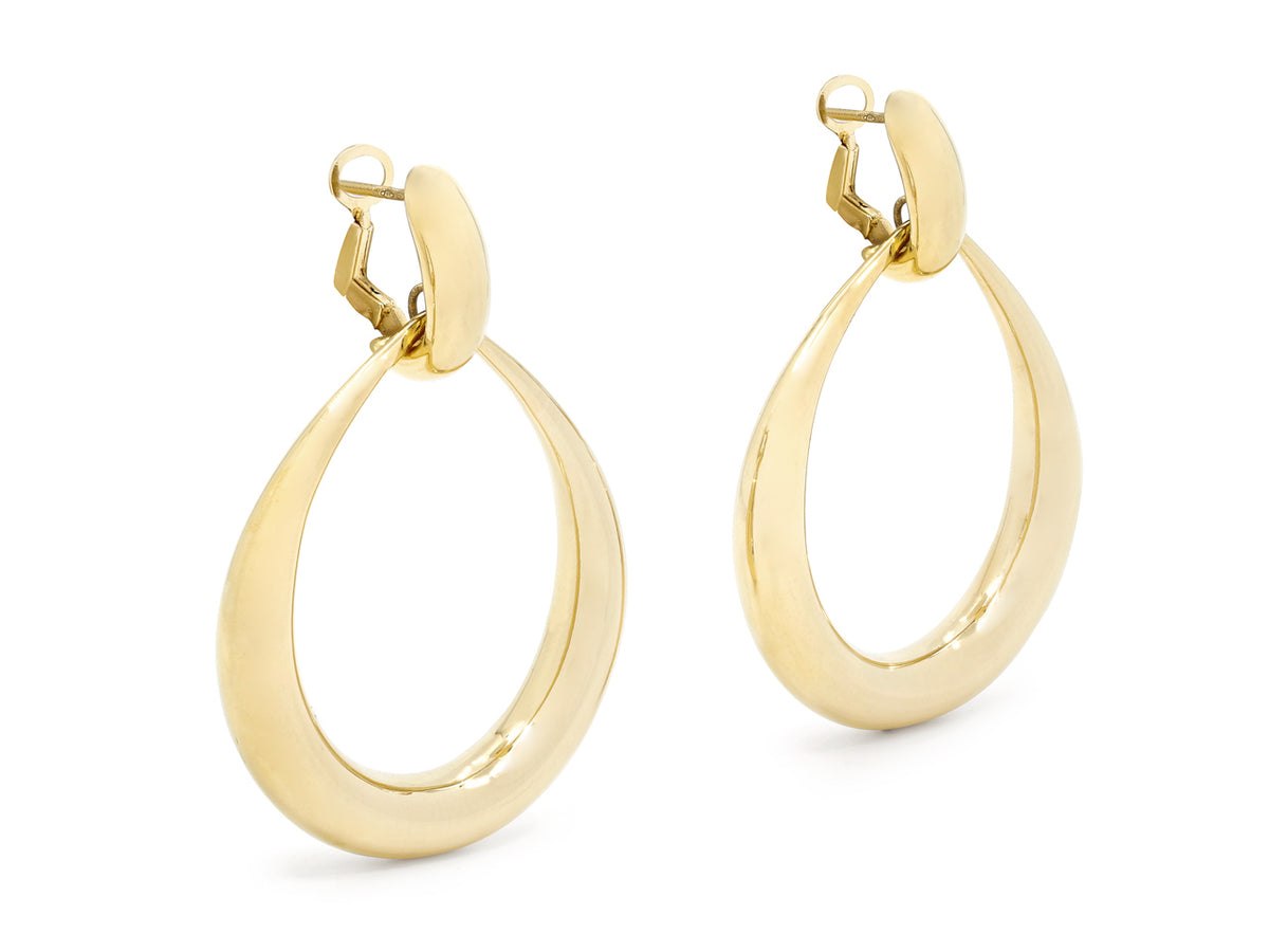 Polished 18K yellow gold door knocker earrings