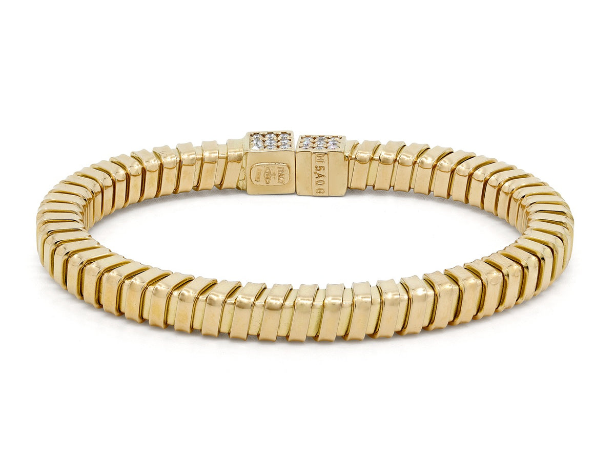 18K gold tubogas bracelet with diamond set cube tips