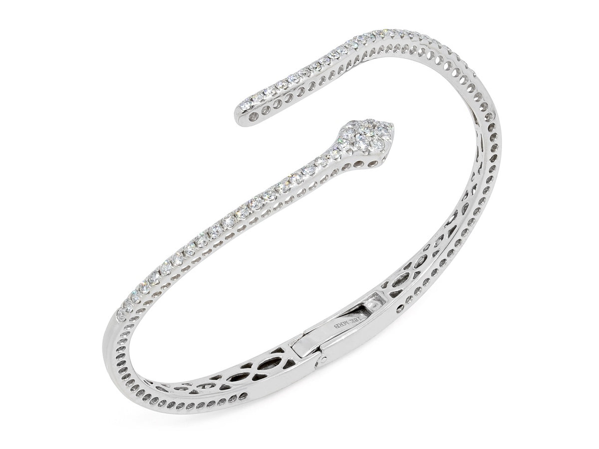 Diamond snake bangle in 18K white gold