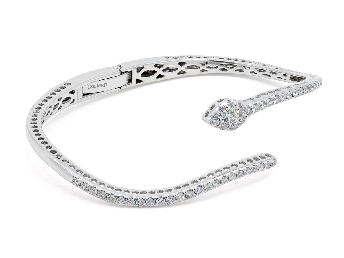 Diamond snake bangle in 18K white gold