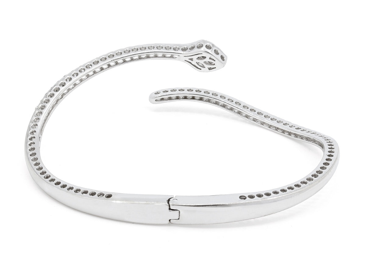 Diamond snake bangle in 18K white gold