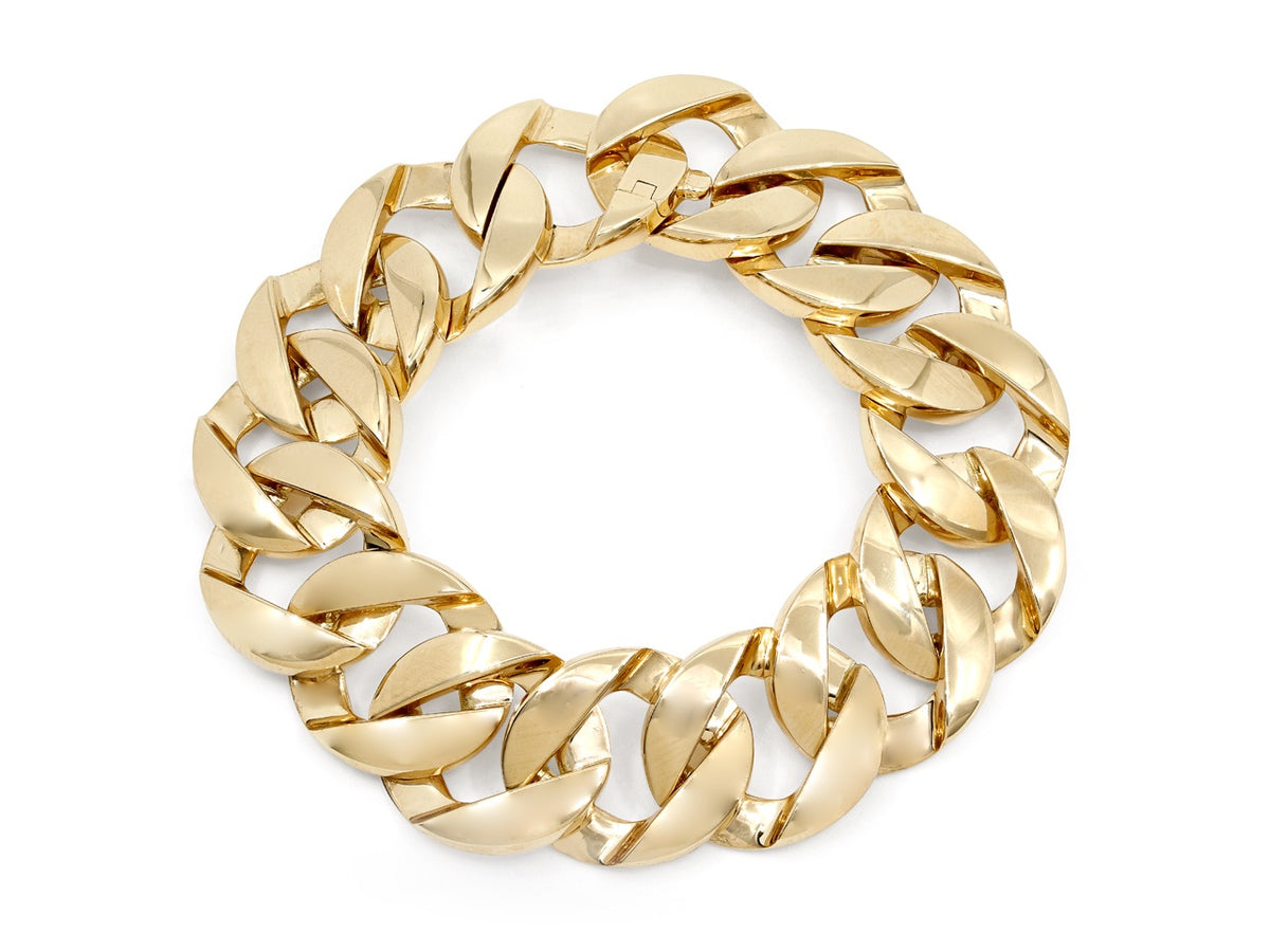 Polished 18K gold curb link bracelet