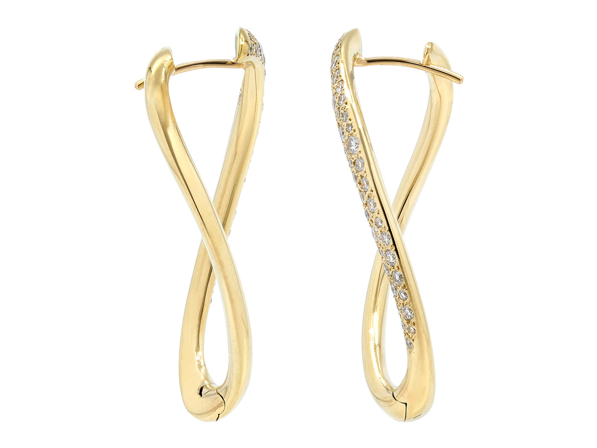 18K yellow gold diamond loop earrings