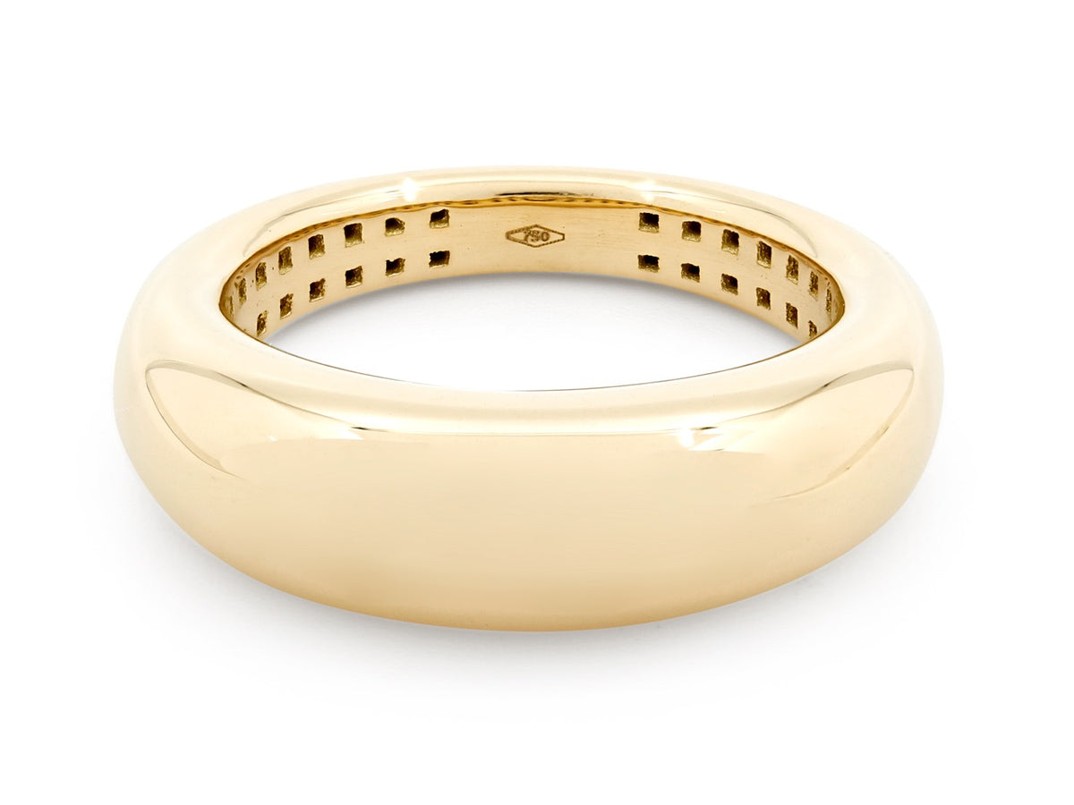 Polished 18K gold bombe ring with rounded profile
