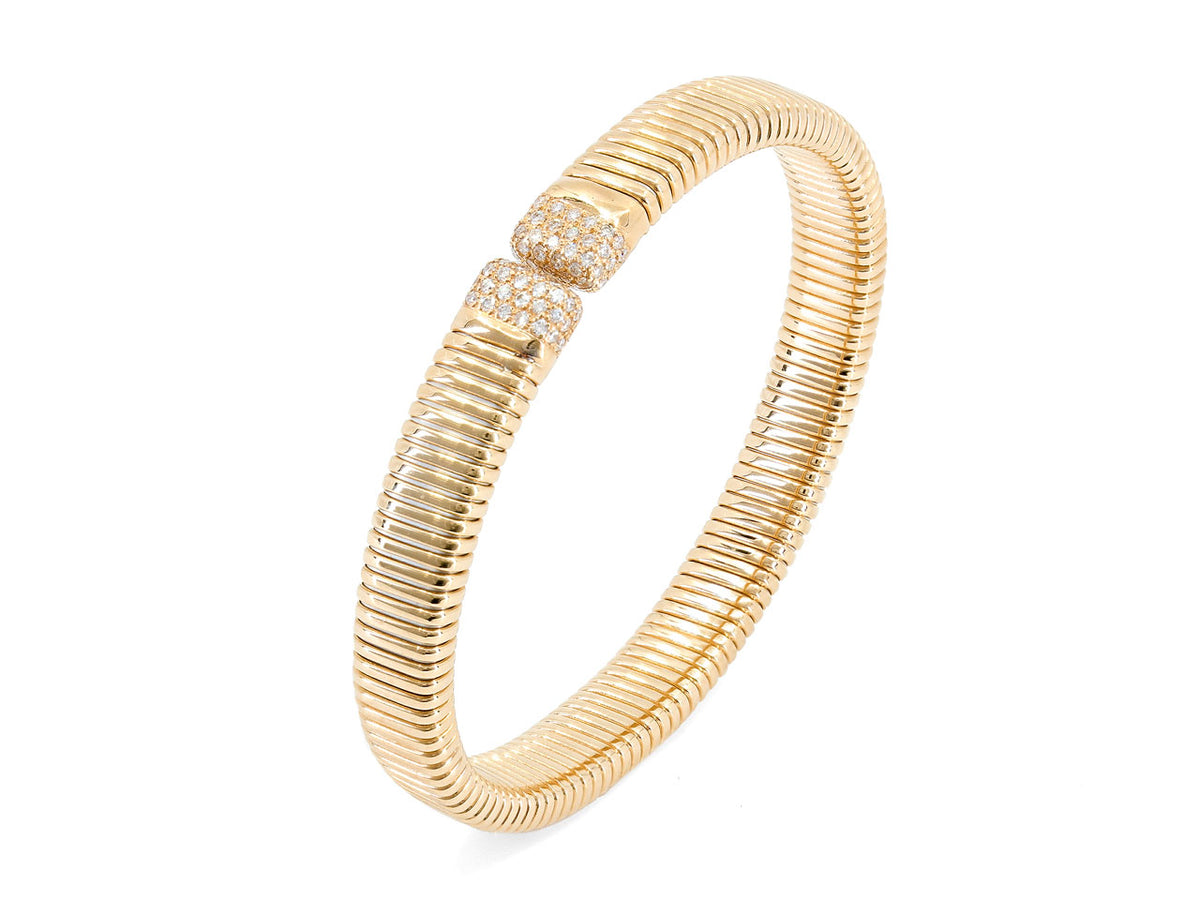 18K gold tubogas bracelet with diamond terminals