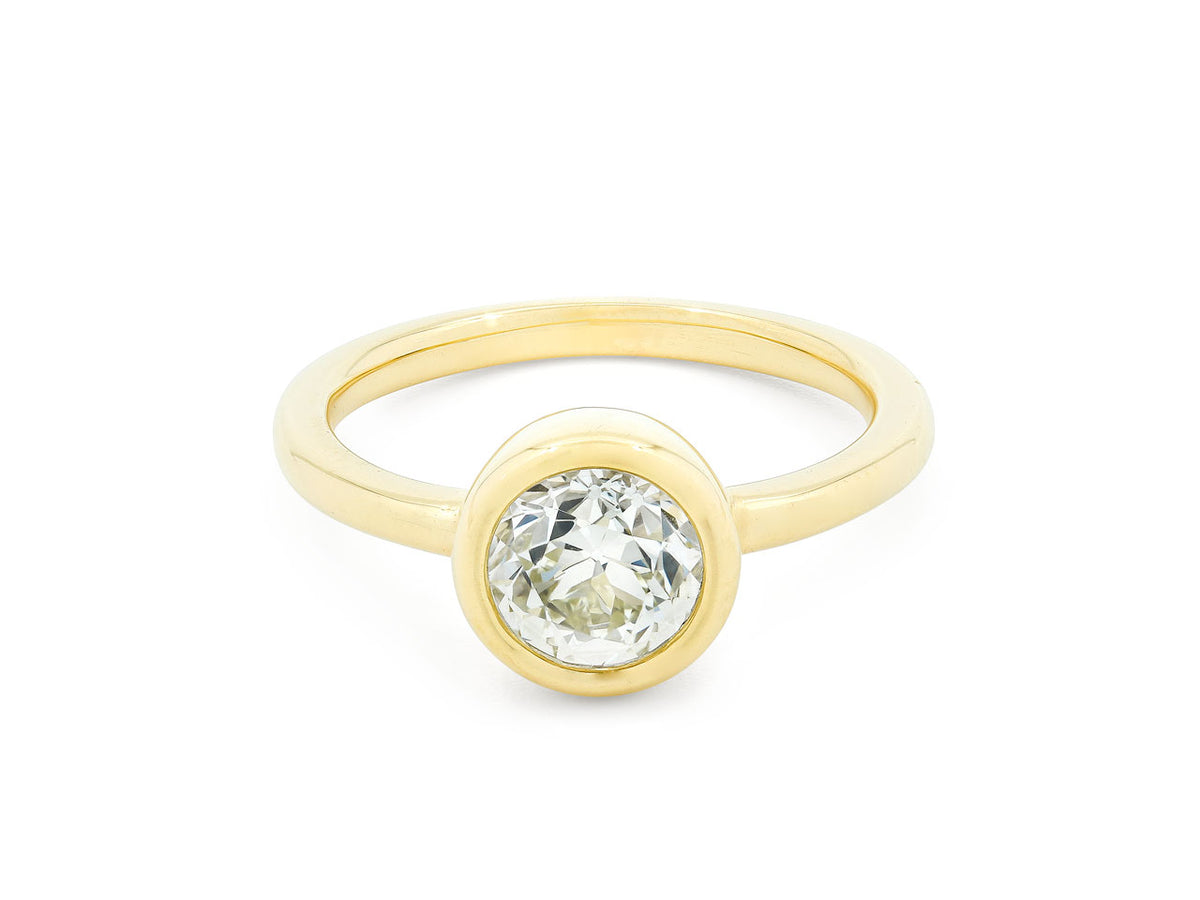 18K gold bezel-set old European-cut diamond ring