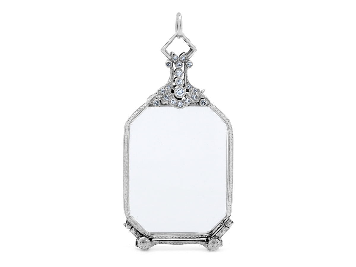 Platinum lorgnette with diamond embellished handle