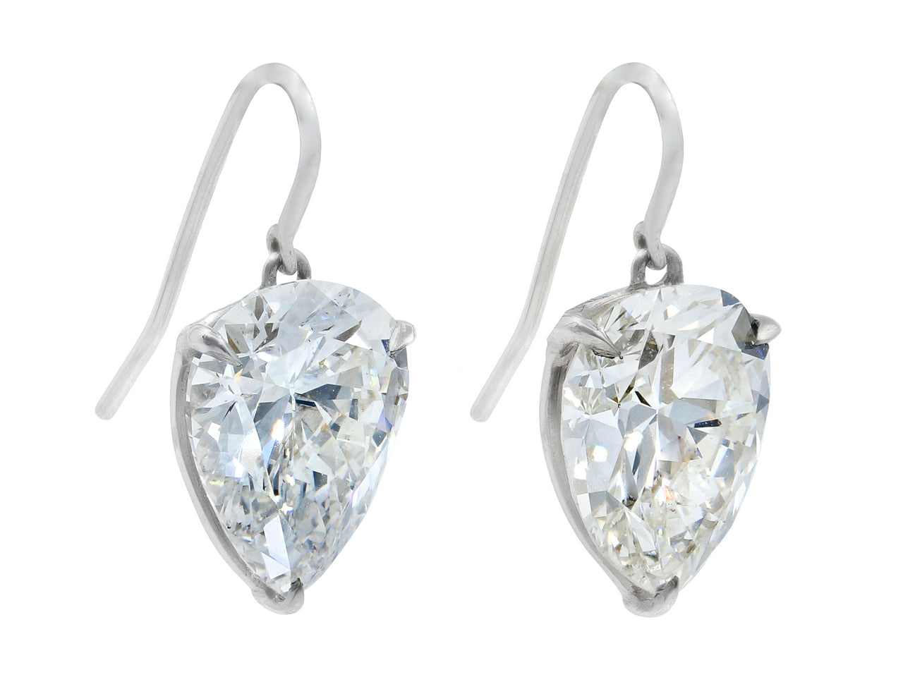 Beladora 'Bespoke' Pear-shape Diamond Drop Earrings, 6.52 carats total, in Platinum
