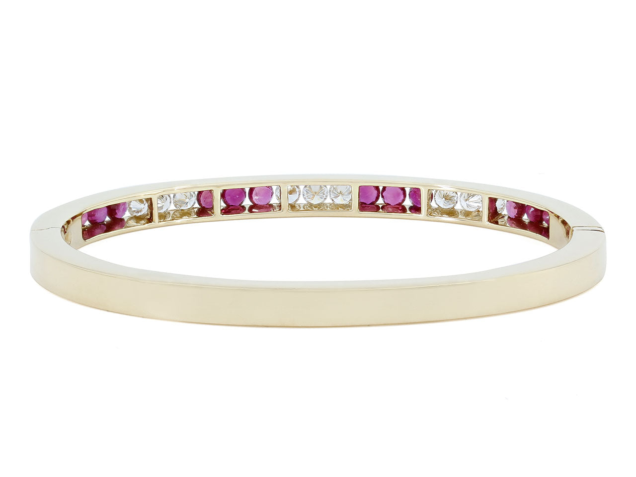 Ruby and Diamond Bangle Bracelet in 18K Gold