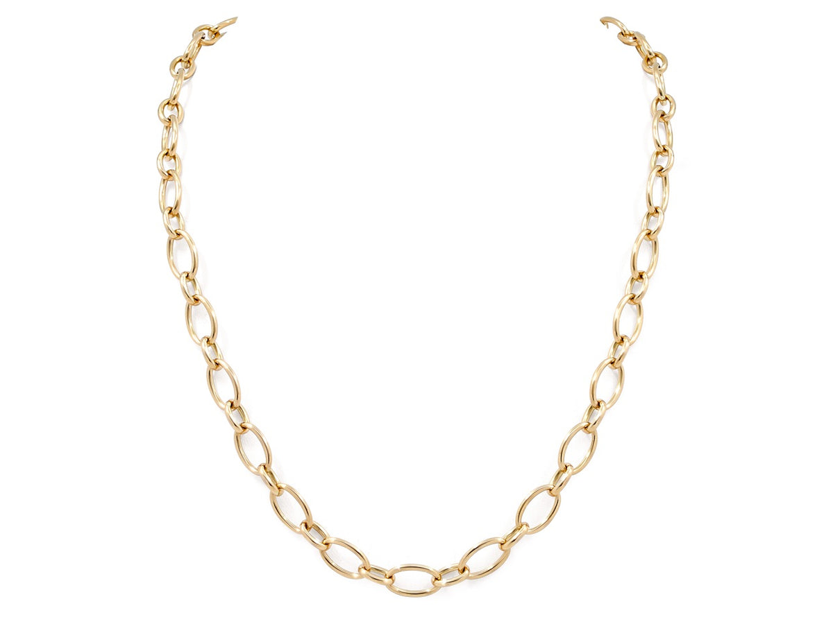 18K gold oval link chain necklace