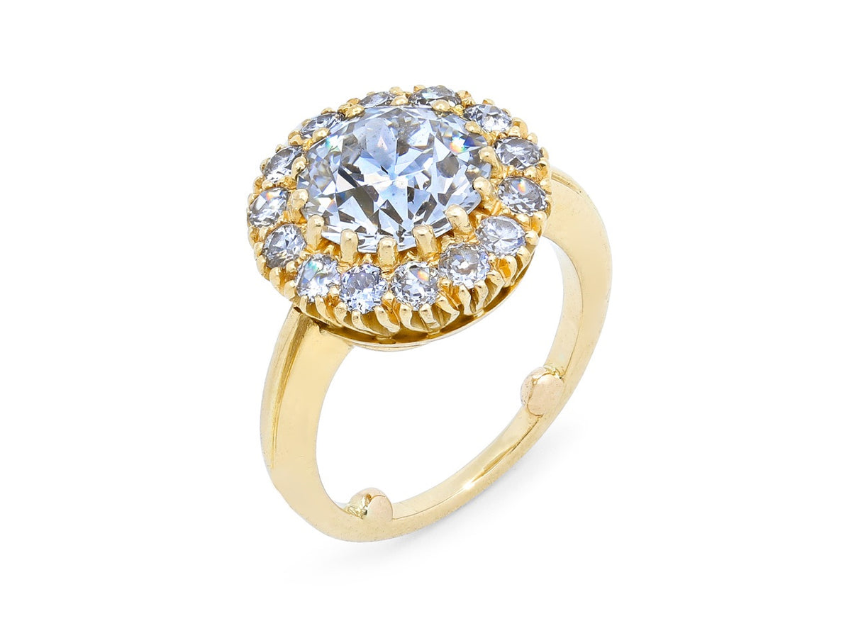 18K gold ring with old European cut diamond halo