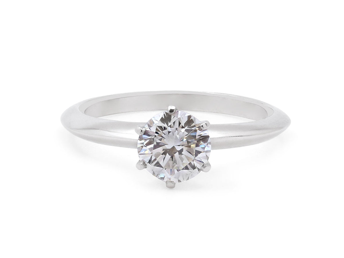 Platinum six prong diamond solitaire ring