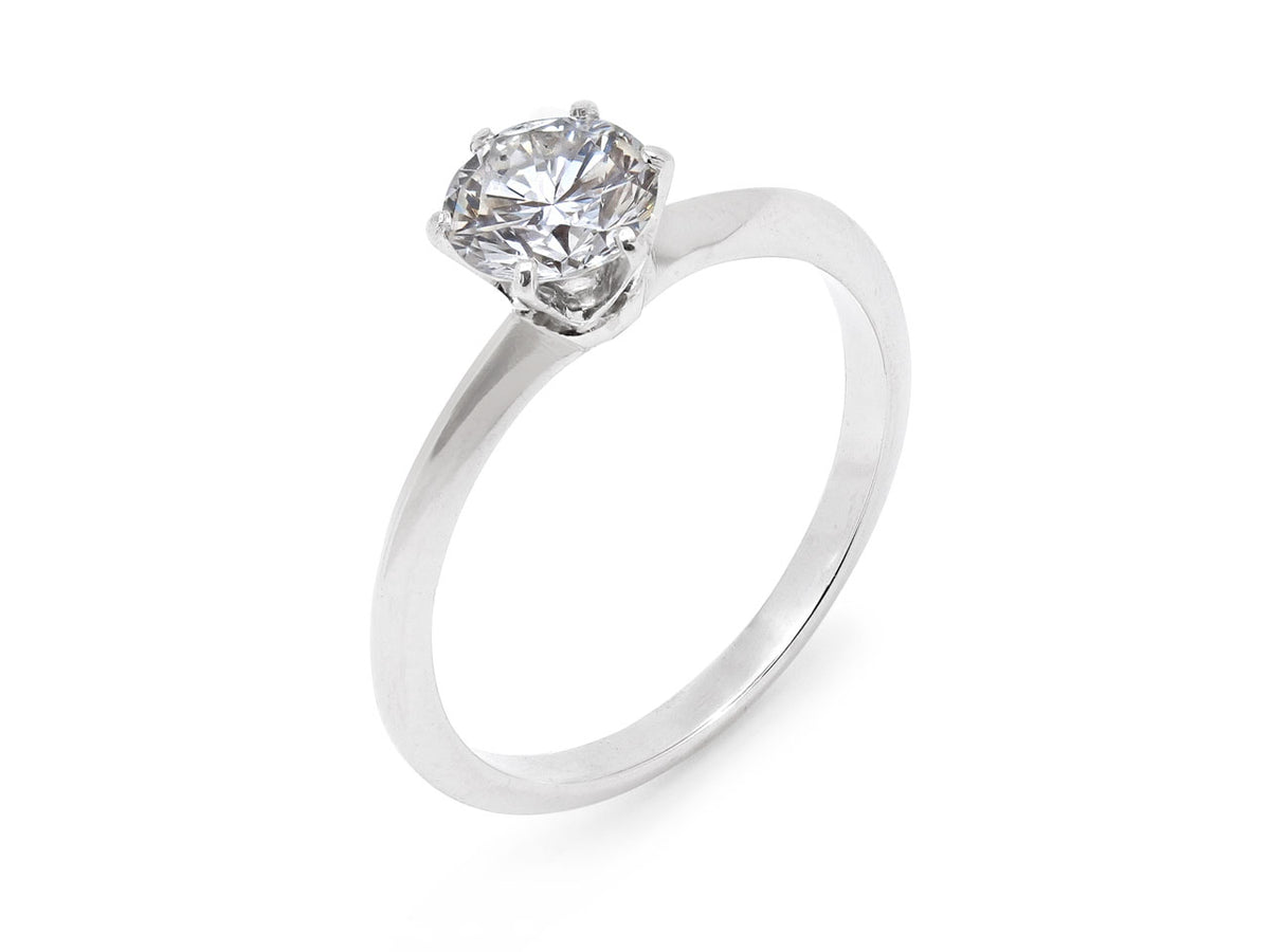 Platinum six prong diamond solitaire ring