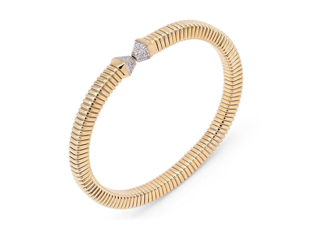 18K gold Tubogas bracelet with diamond pyramid terminals