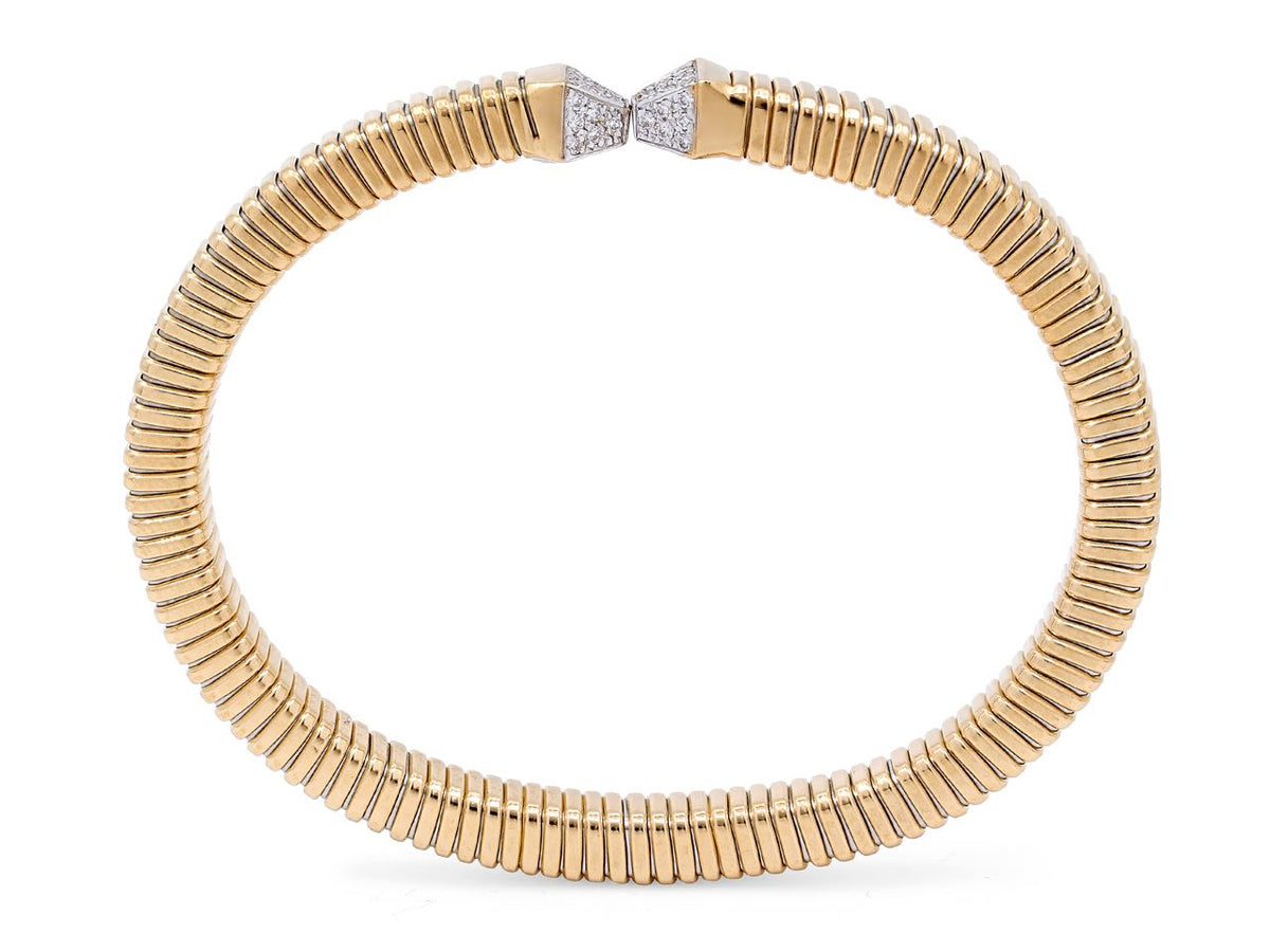 18K gold tubogas bracelet with diamond terminals