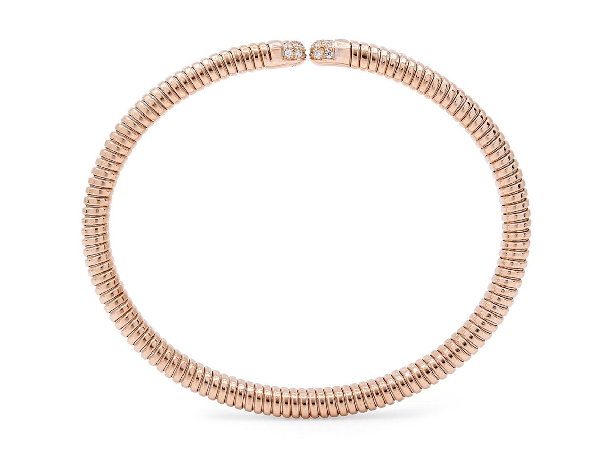 Rose gold tubogas bracelet with diamond terminals