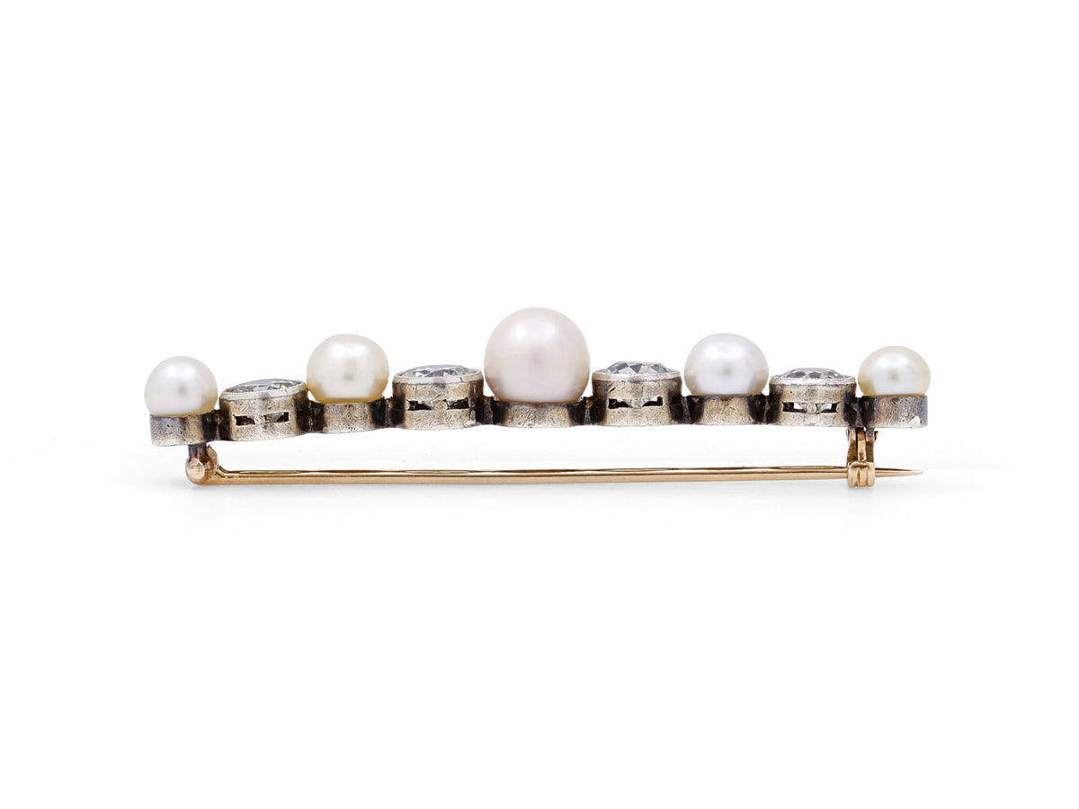 Edwardian pearl and diamond brooch side view