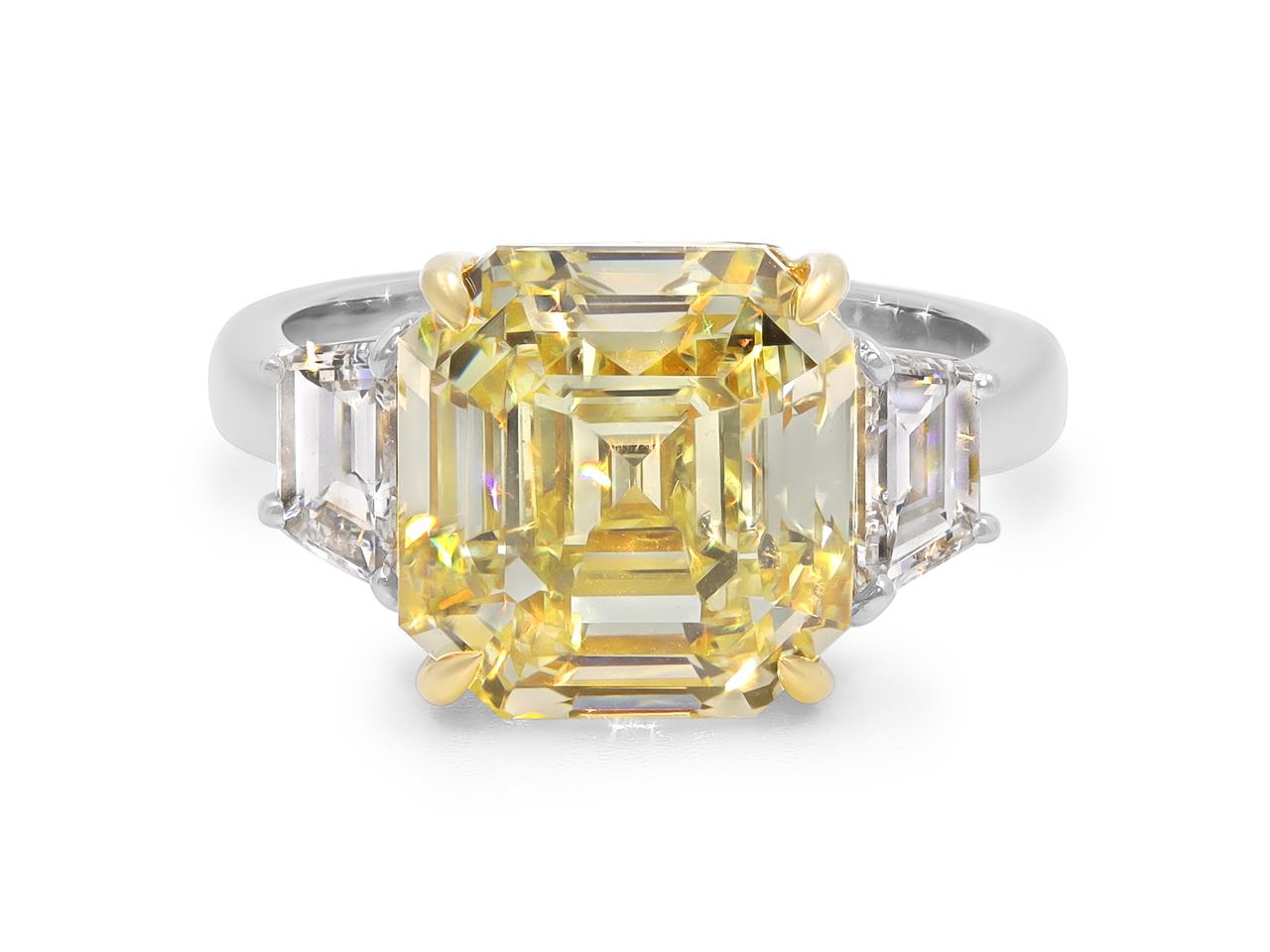 Asscher-Cut Fancy Intense Yellow Diamond Ring, 8.17 Carats, in Platinum
