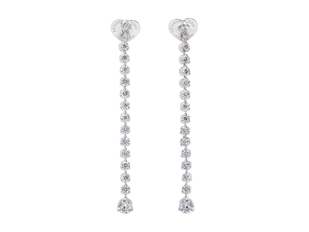 Diamond tulip duster earrings in white gold