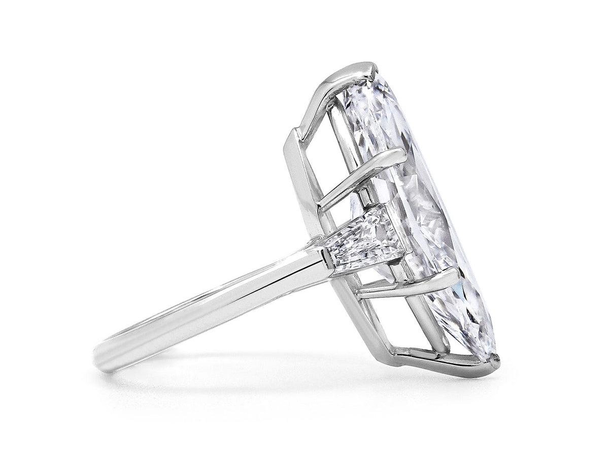Side profile of platinum marquise diamond ring