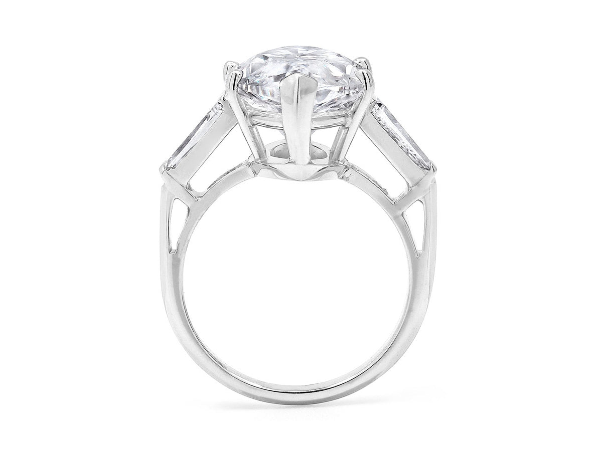 Side view of marquise diamond platinum ring