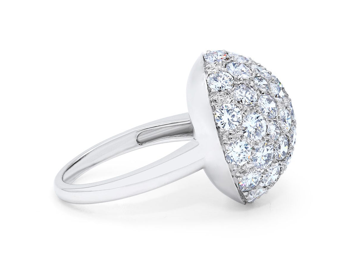 Pave diamond dome ring in 18K white gold