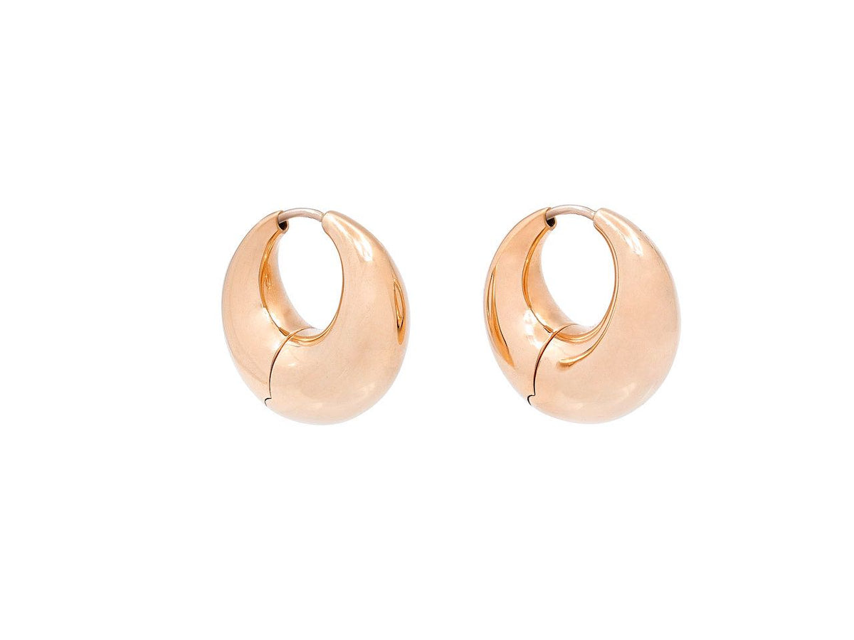 Pair of small polished 18K rose gold hoop earrings