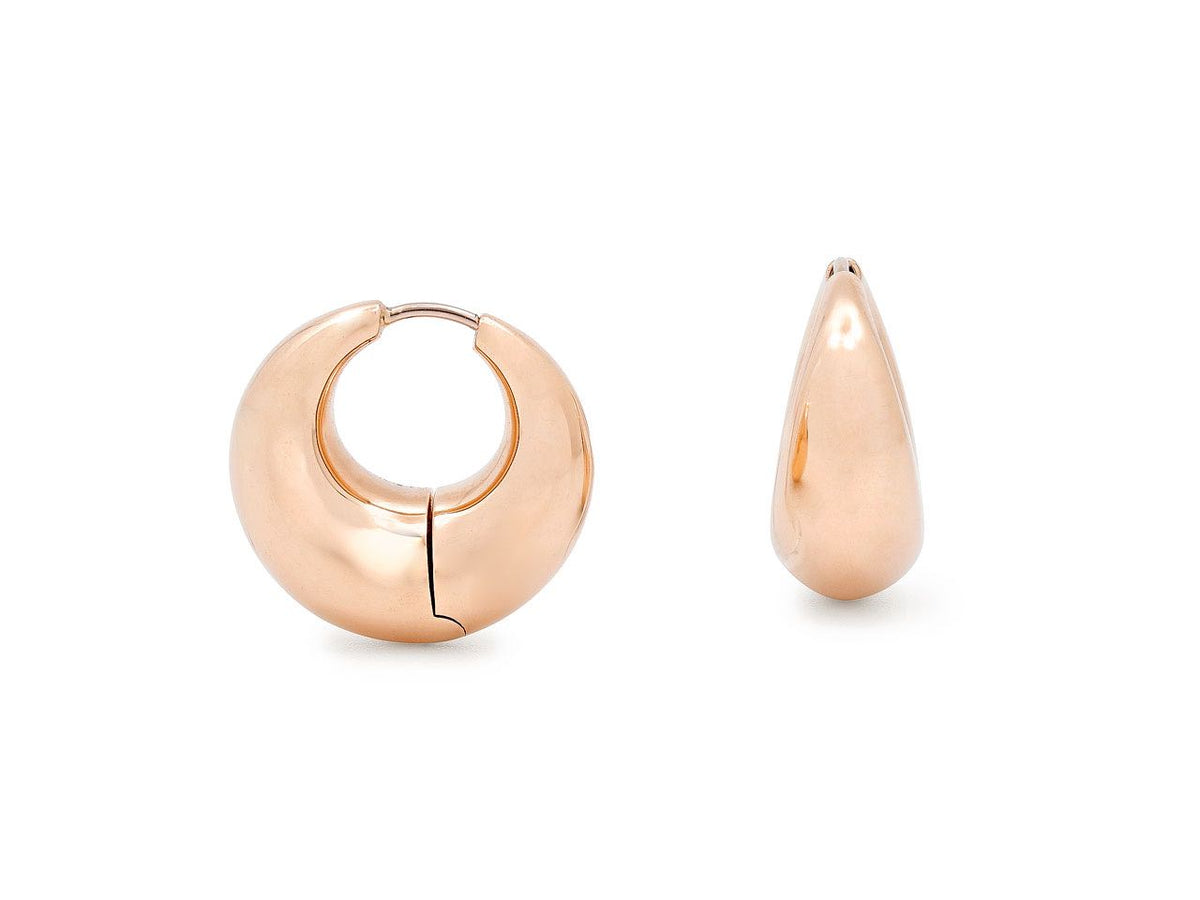 Small crescent hoop earrings in polished 18K rose gold