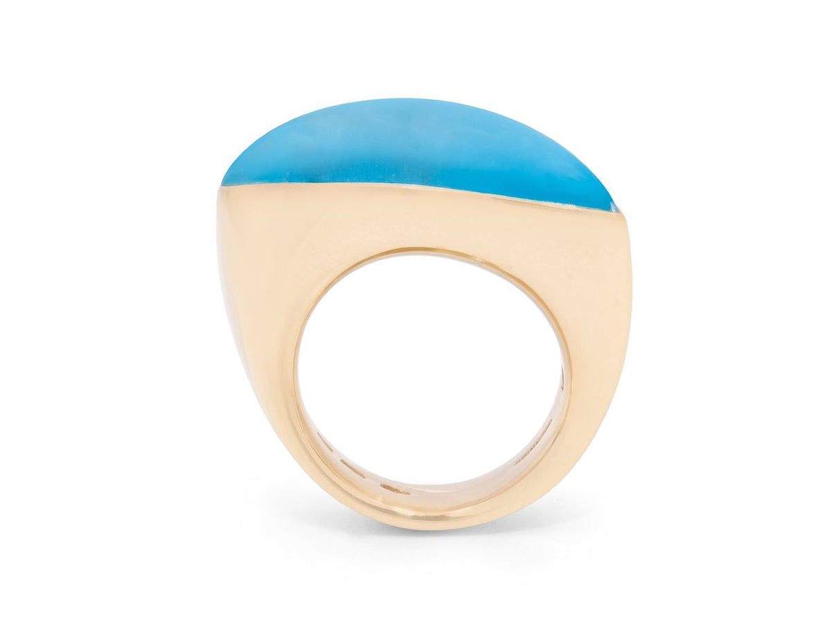 18K gold ring with turquoise-backed rock crystal